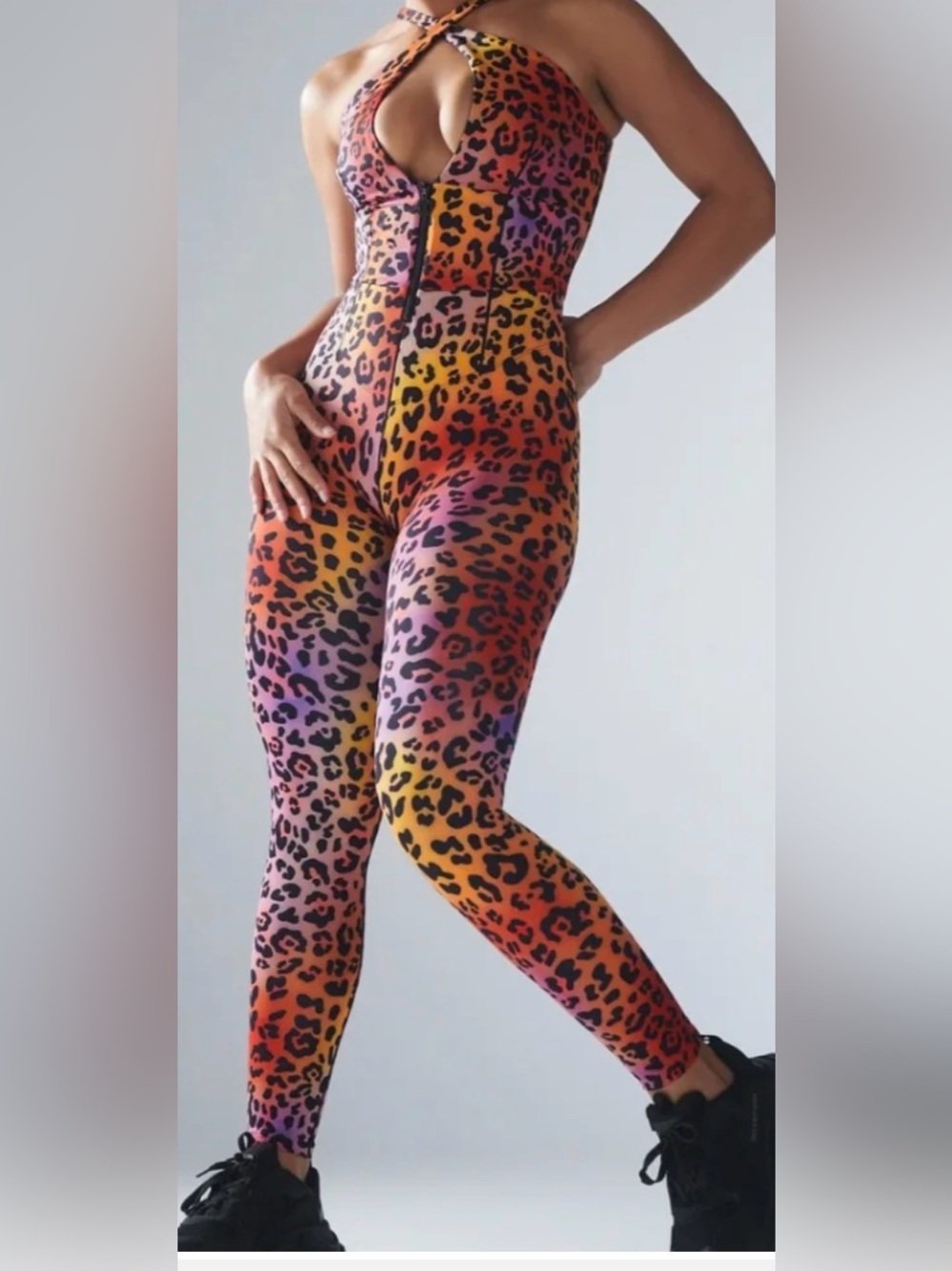 Savage X Fenty Multicolor Leopard Halter bodysuit.